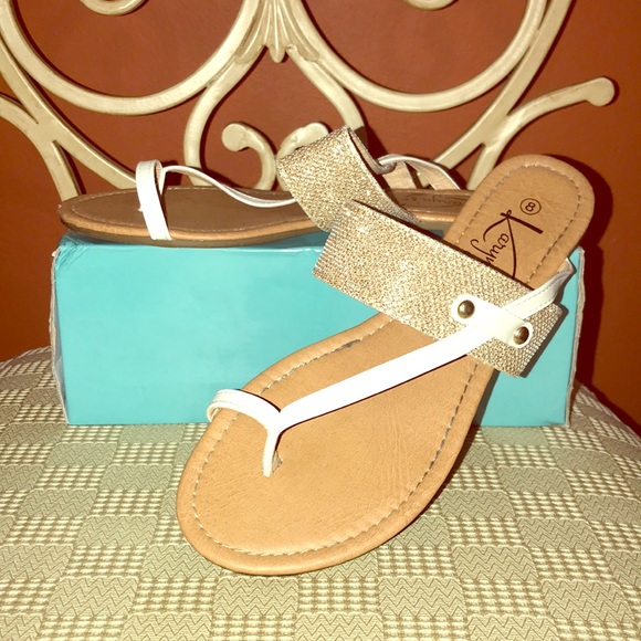 white bling sandals